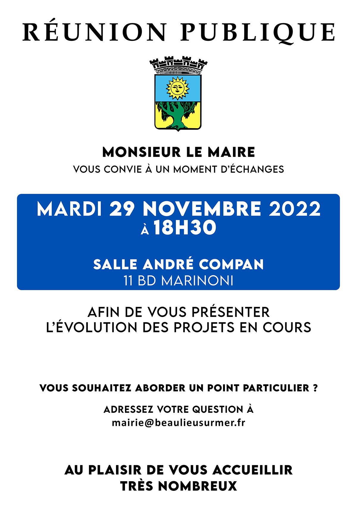 Réunion publique de Beaulieu-sur-Mer le 29 novembre 2022